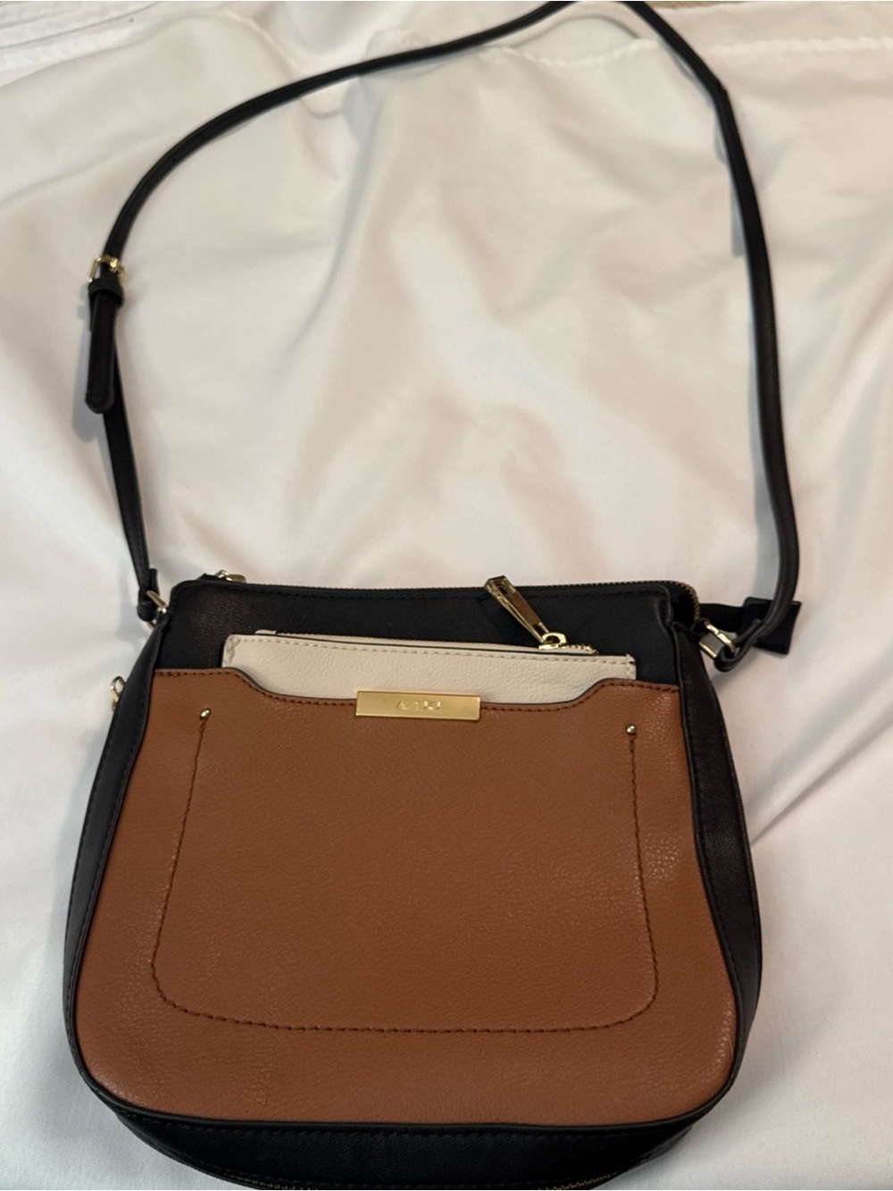 Aldo Two-Tone Black, Brown & Cream Crossbody Bag